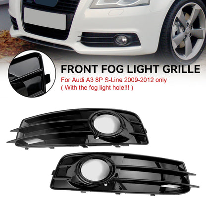 2009-2012 Audi A3 8P S-Line Front Lower Bumper Grille Fog Light Cover — Pair (8P0807682 / 8P0807681)
