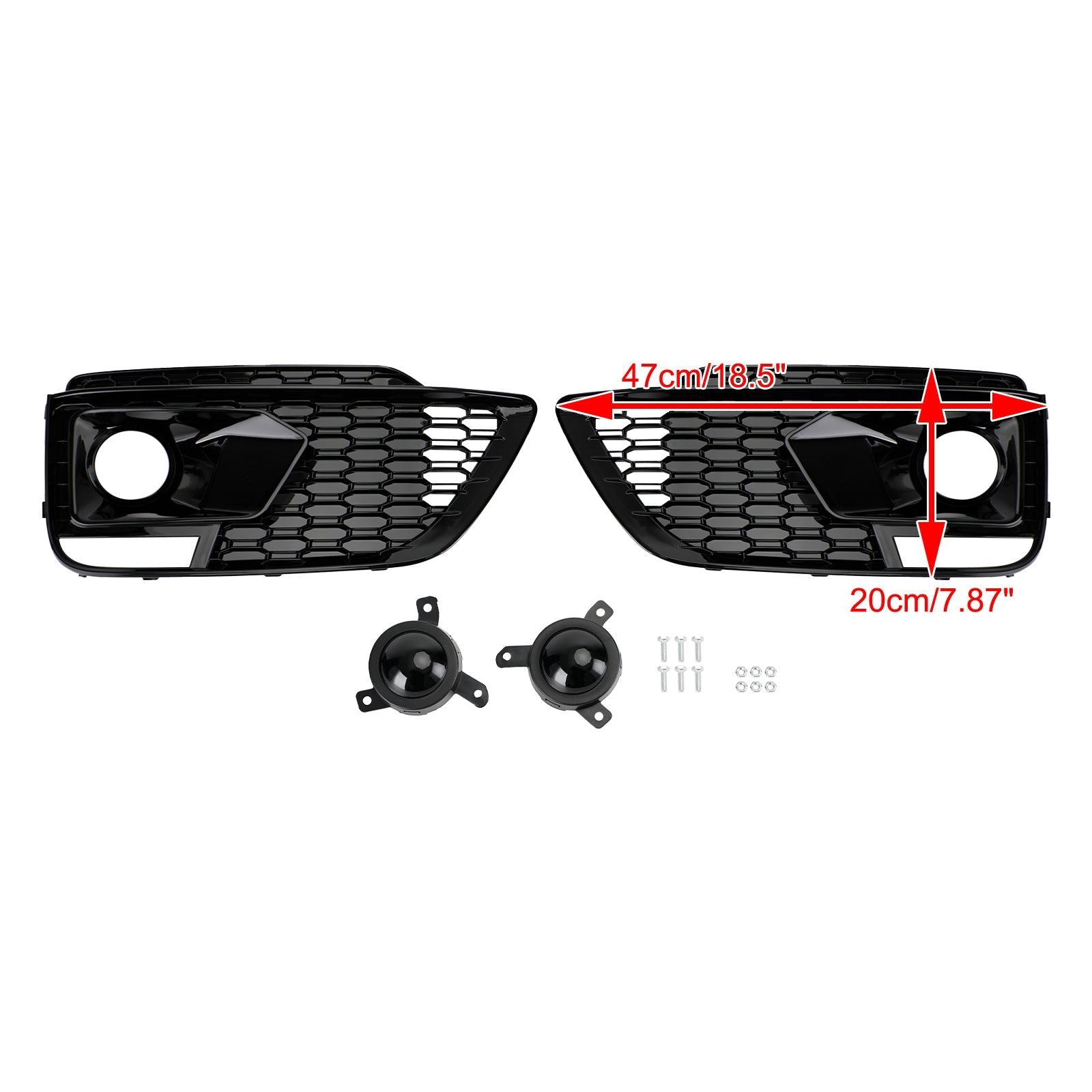2018-2020 Audi Q5 SQ5 RSQ5 Style Black Front Honeycomb Fog Lamp Grille Cover