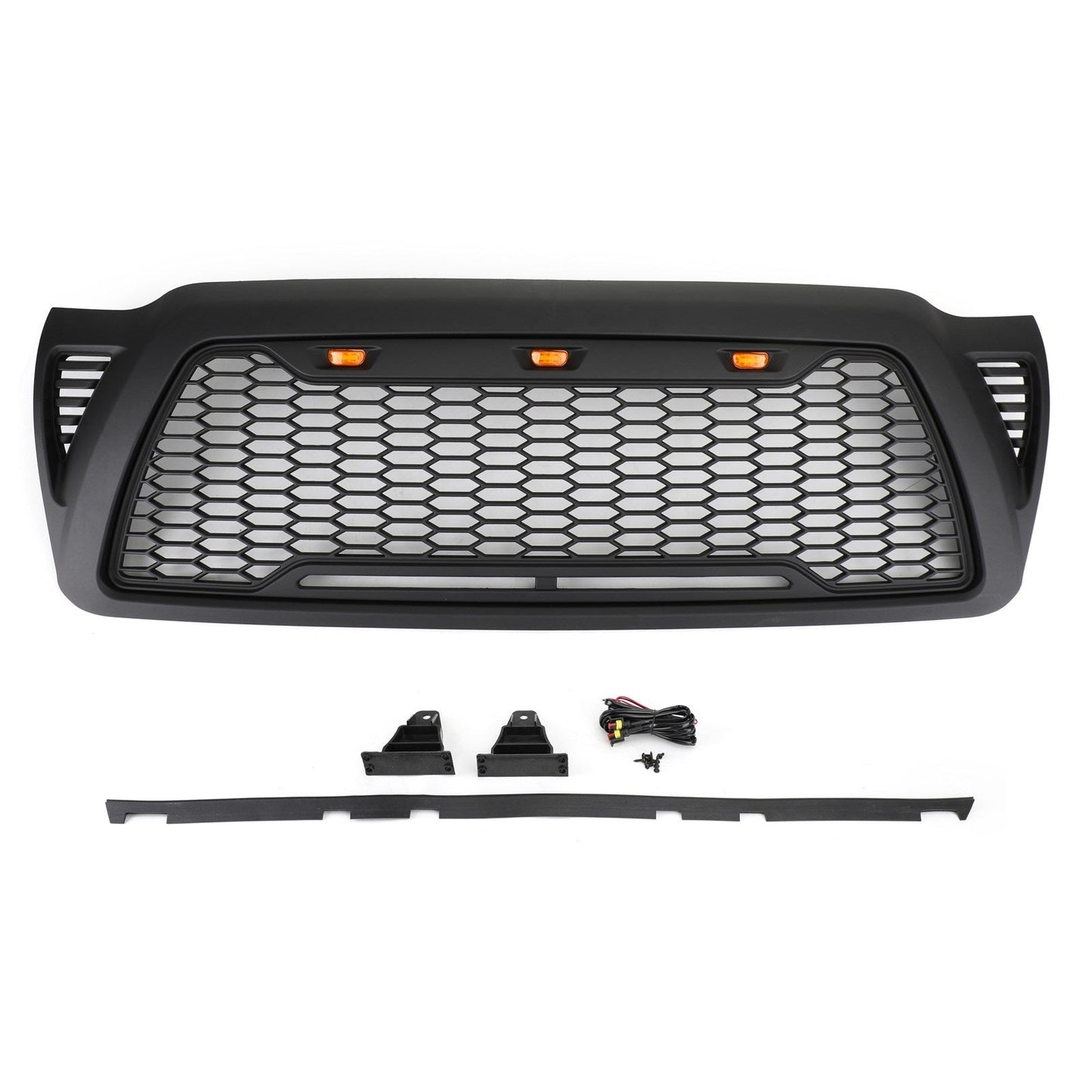 Front Grille Bumper Hood Mesh Grill Fit Toyota Tacoma 2005-2011 With LED lights