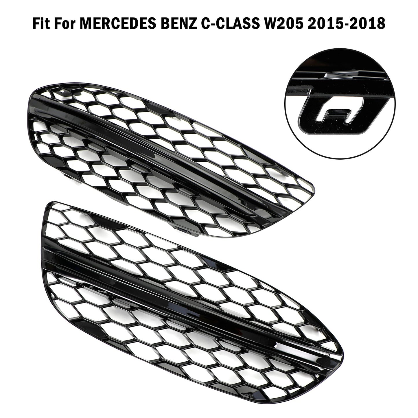 2015-2018 Mercedes-Benz C-Class W205 Base Sedan Mesh Front Fog Light Cover (2058850723 / 2058851123)