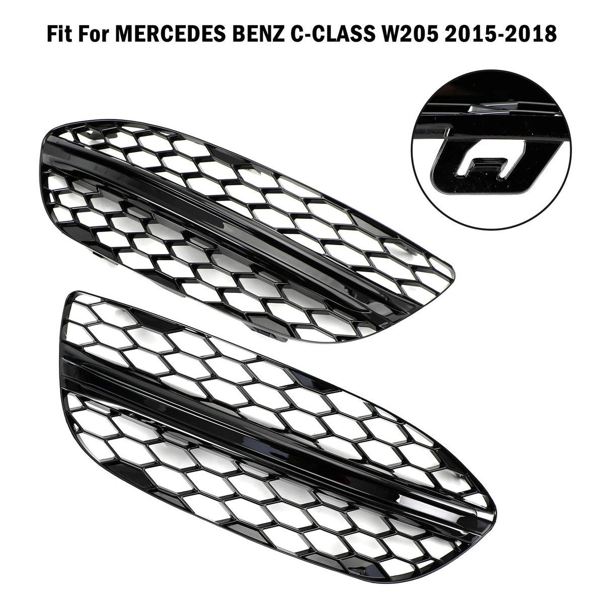 2015-2018 Mercedes-Benz C-Class W205 Base Sedan Mesh Front Fog Light Cover (2058850723 / 2058851123)