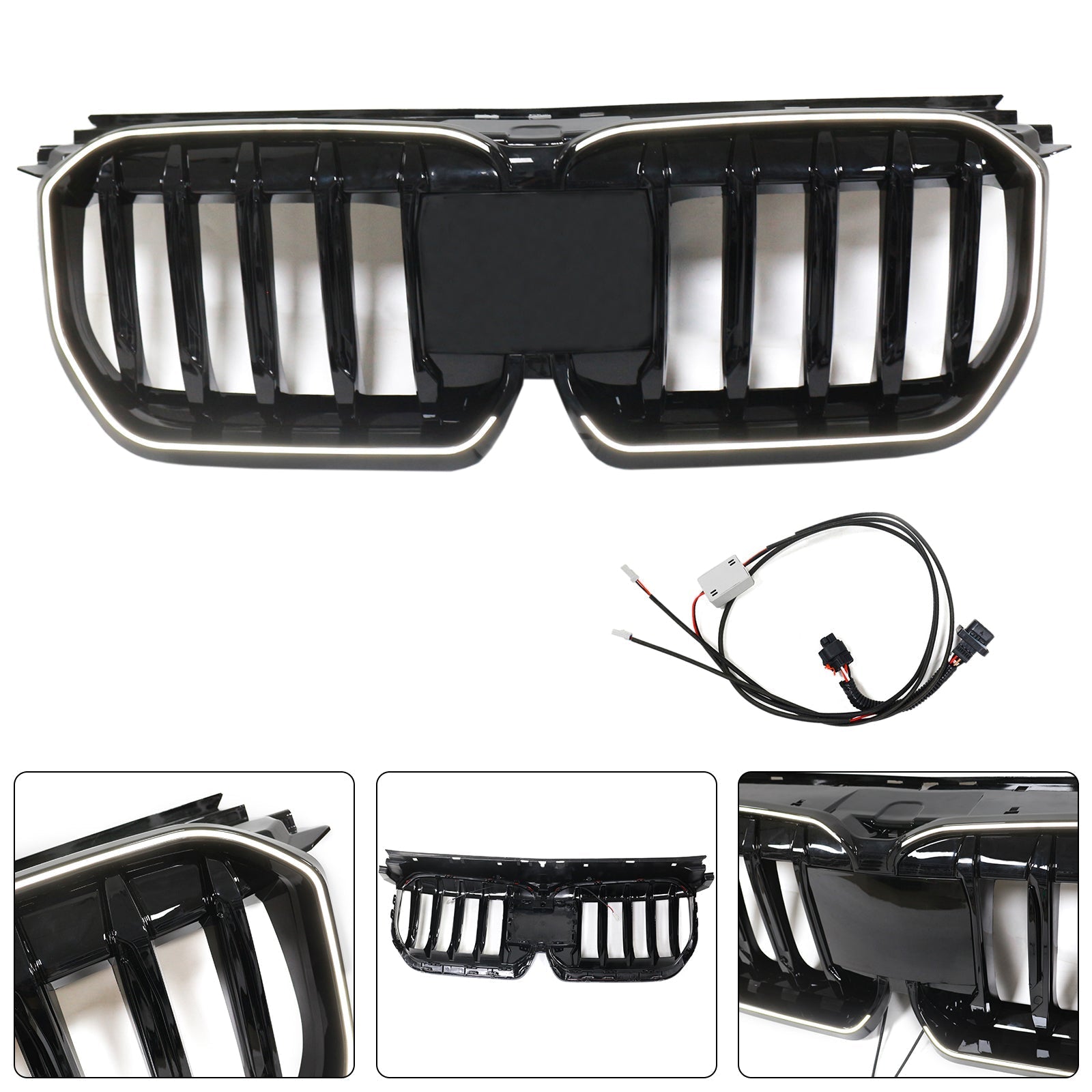 2023-2024 BMW X1 U11 U12 Gloss Black Front Bumper Kidney Grille — Large Set