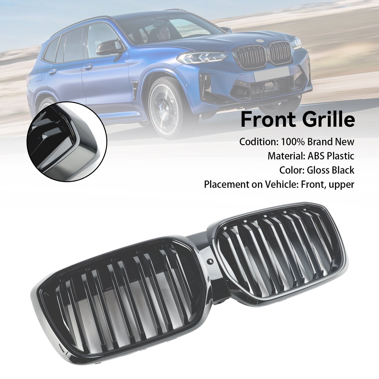 2021-2024 BMW iX3 G08 LCI Gloss Black Front Kidney Grille