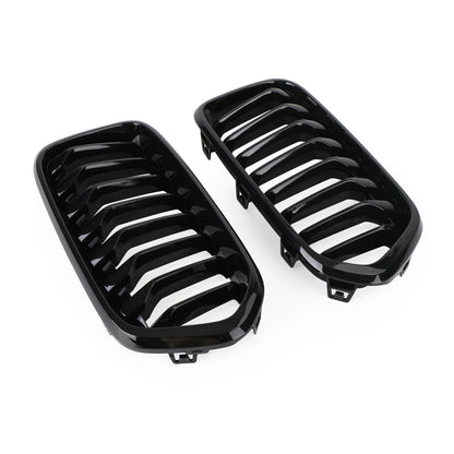 2018-2021 BMW X2 F39 Gloss Black Front Bumper Kidney Grille — Pair (51712455246 / 51712455247)