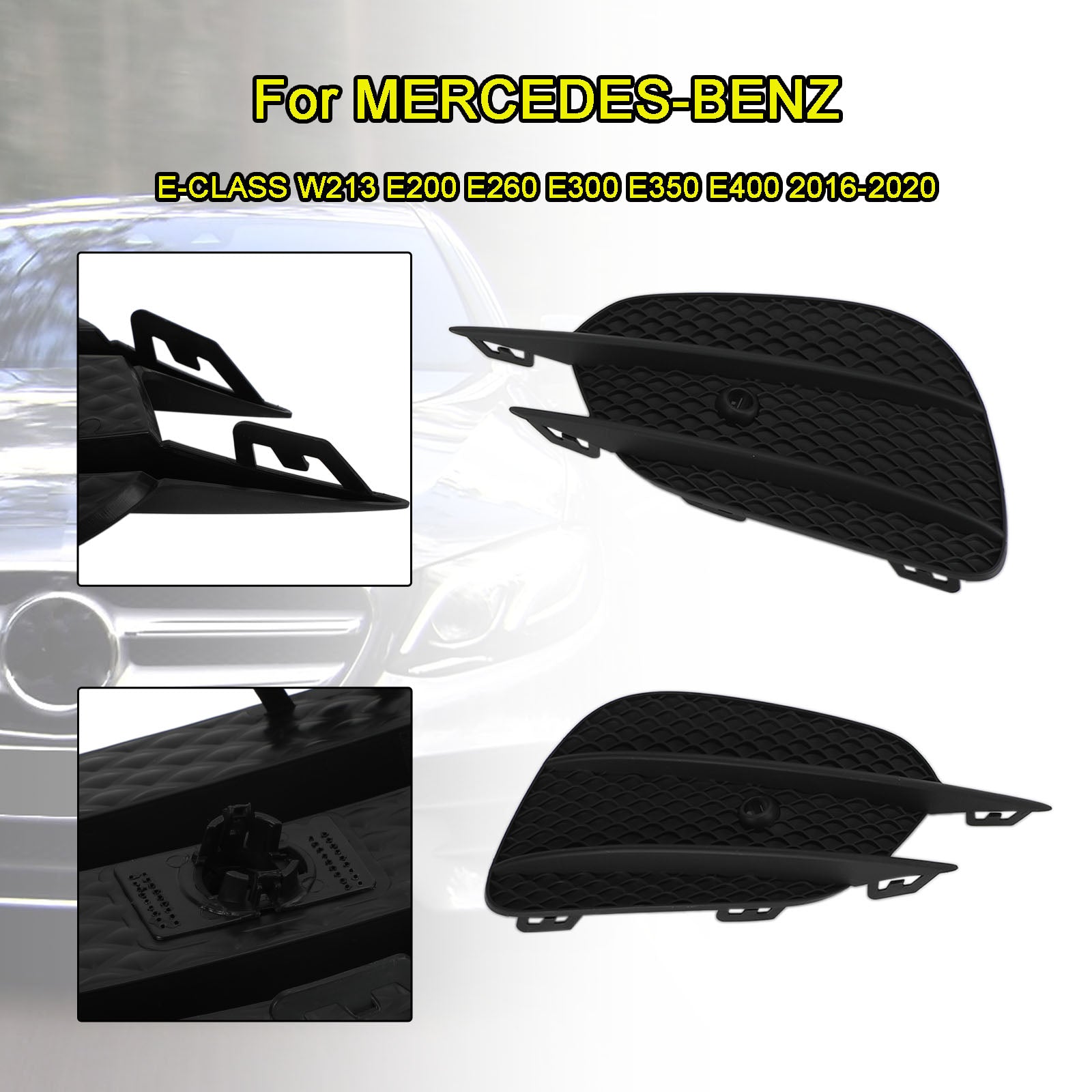 2016-2020 Mercedes-Benz E-Class W213 E200 E300 E350 Front Bumper Fog Light Grille Trim Cover — Pair (2138856800)