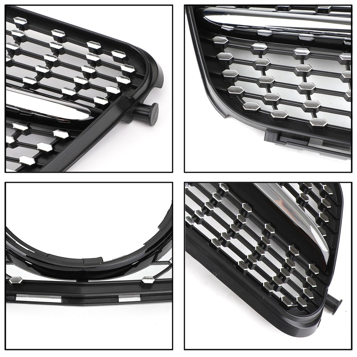 2008-2014 Mercedes-Benz C-Class W204 C180 C200 C300 Diamond Black Chrome Front Grille
