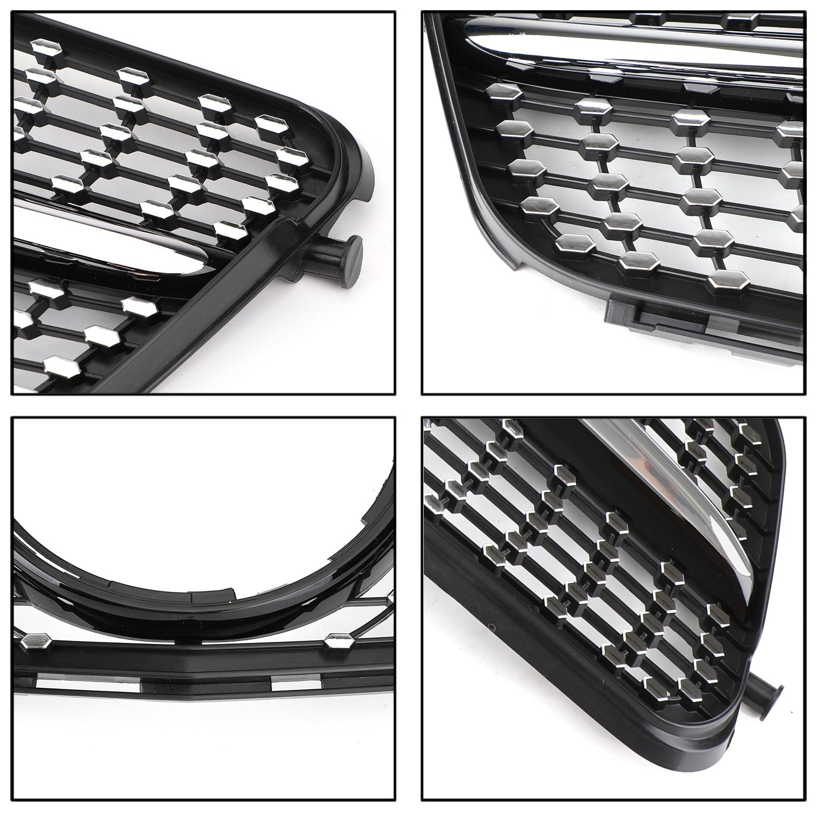 2008-2014 Mercedes-Benz C-Class W204 C180 C200 C300 Diamond Black Chrome Front Grille