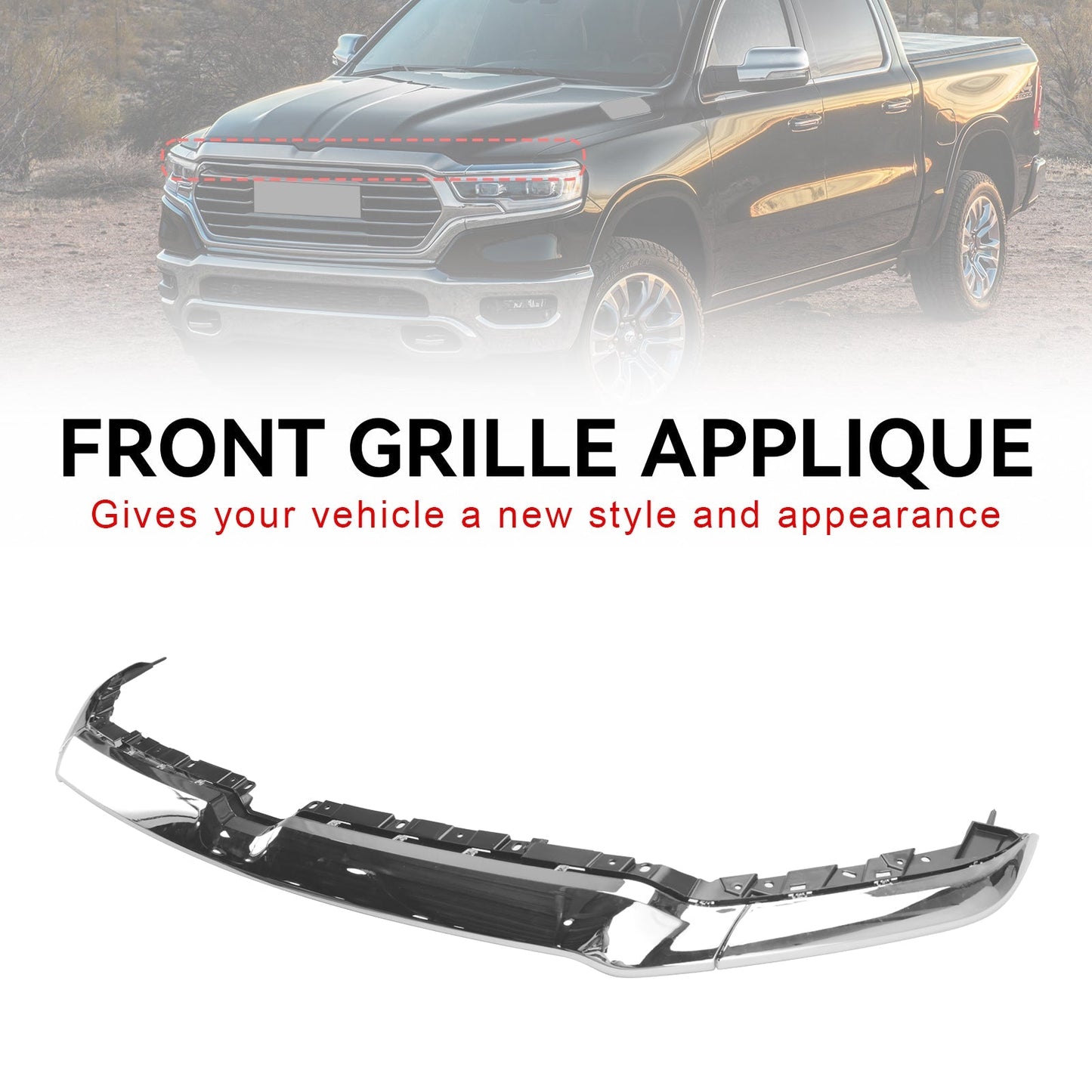 2019-2021 Dodge Ram 1500 Grille Applique Upper Trim (6BT13SZ0AJ / 6BT13SZ0AI)