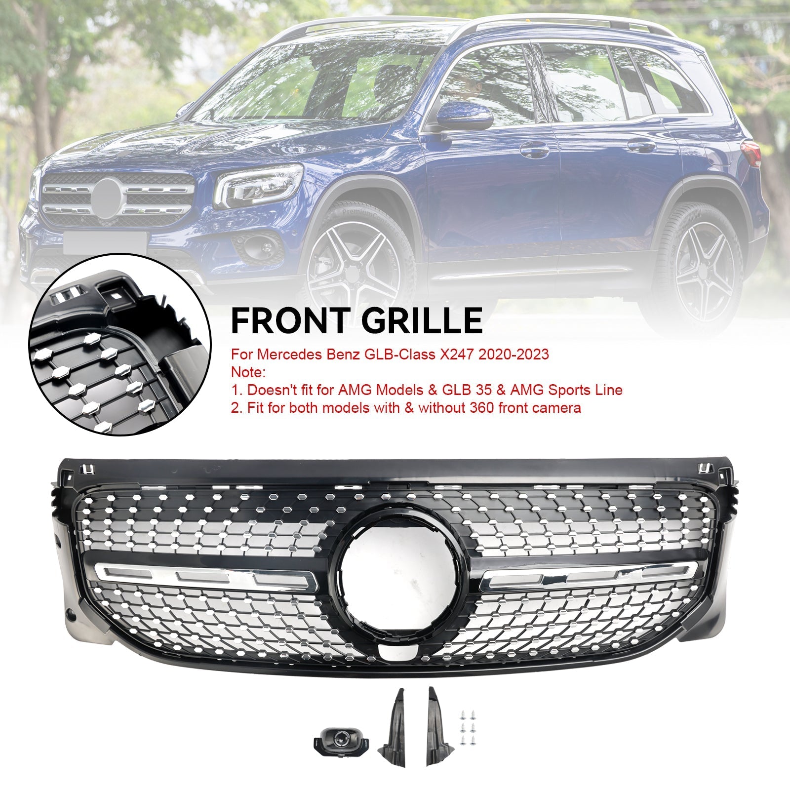 2020-2023 Mercedes-Benz GLB-Class X247 Diamond Front Bumper Grille