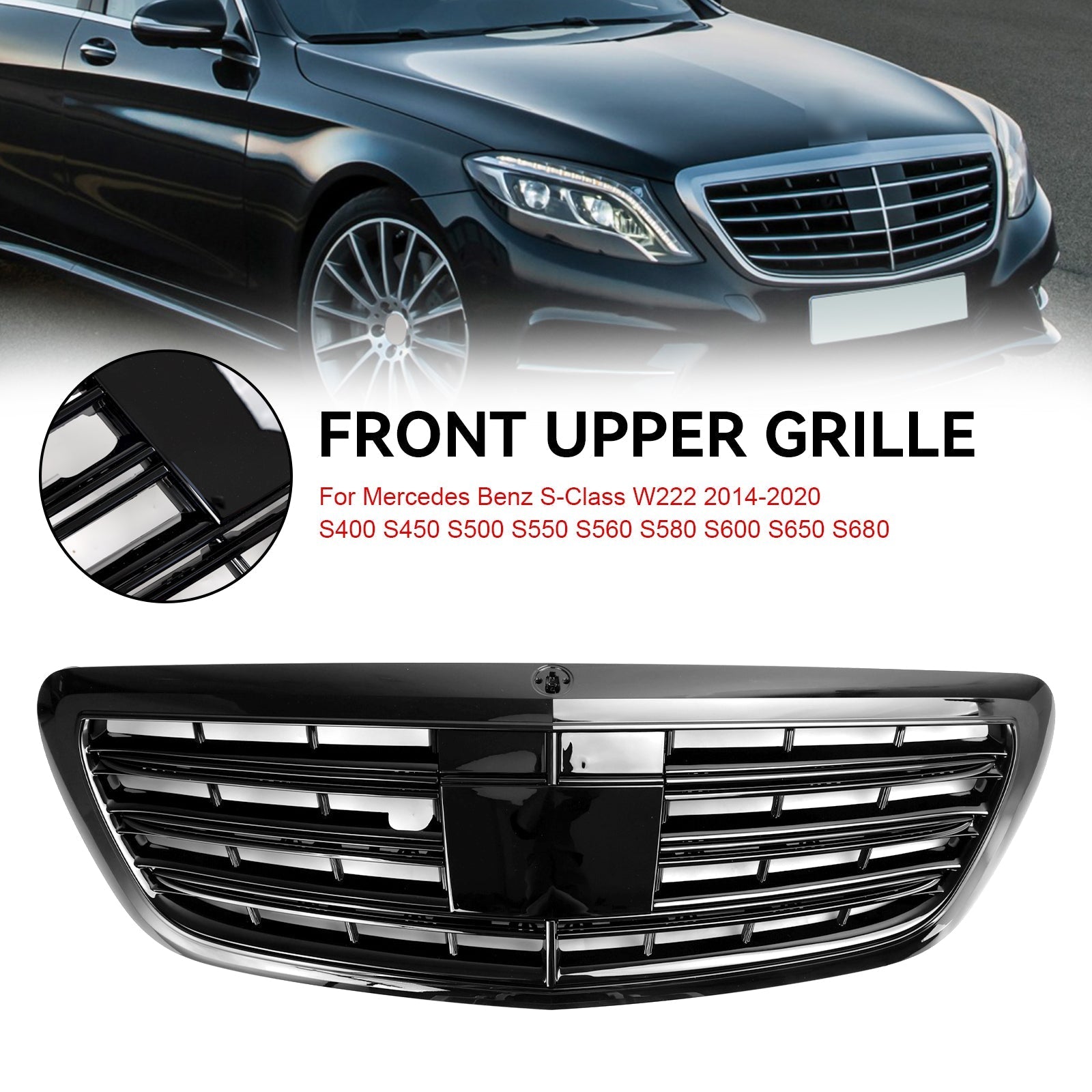 2014-2020 Mercedes-Benz S-Class W222 S400 S450 S500 S550 S560 Front Upper Grille