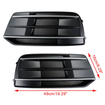 2018-2022 Audi Q5 Standard Black/Chrome Front Bumper Cover Grille Bezel Insert — Pair