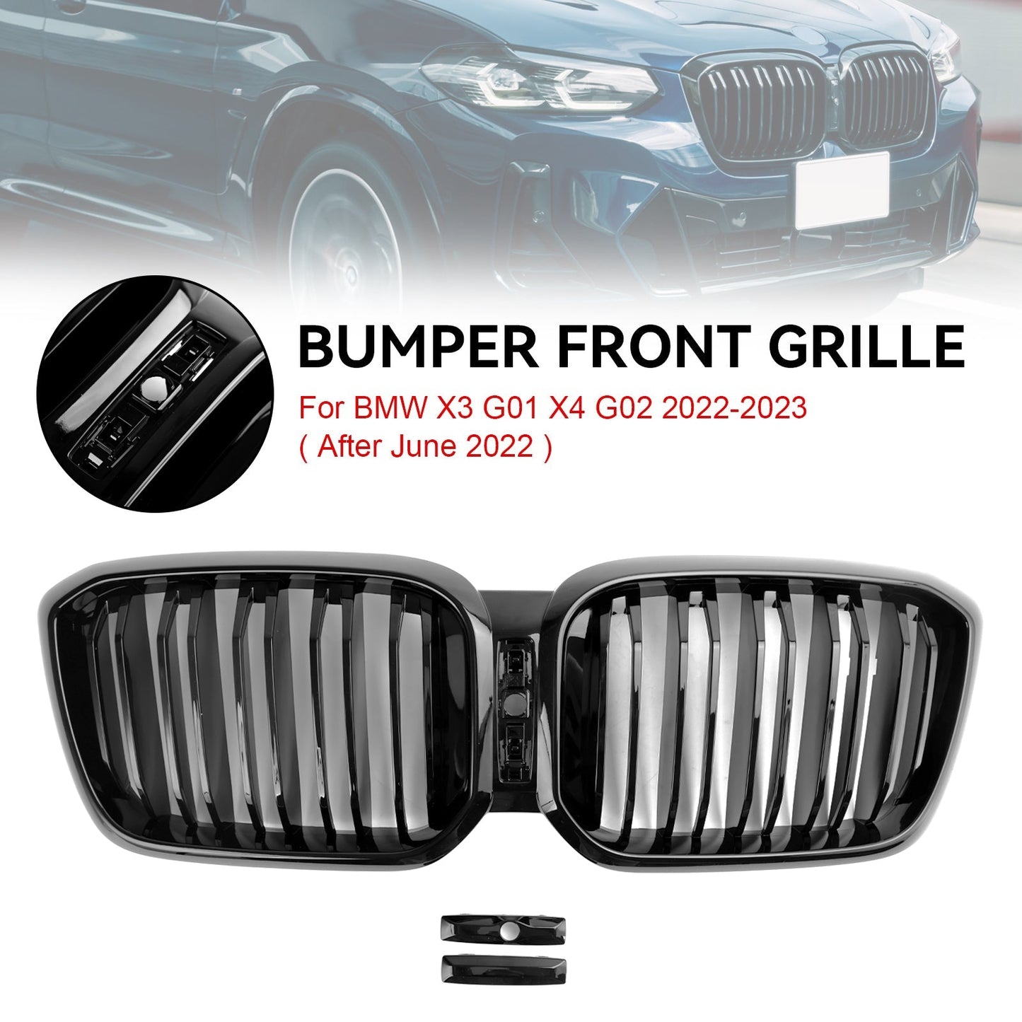 2022-2023 BMW X3 G01 X4 G02 Gloss Black Front Kidney Grille