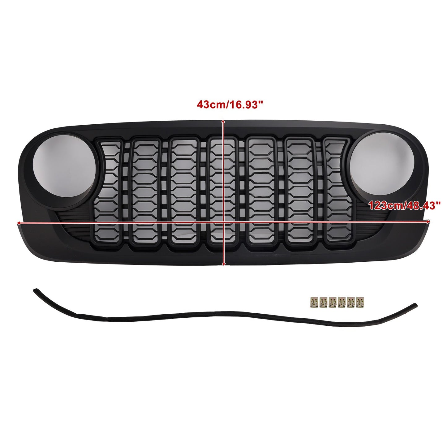 2007-2018 Jeep Wrangler JK JKU Unlimited Black Front Bumper Grille