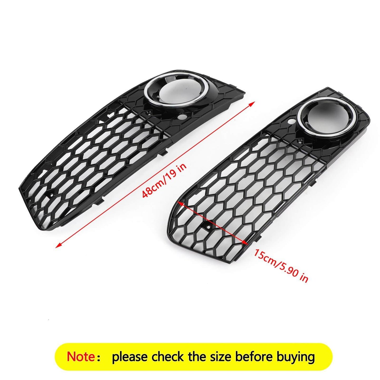 2009-2012 Audi A4 B8 Honeycomb Mesh Fog Light Open Vent Grill Intake — Pair