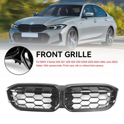 2023-2024 BMW 3 Series G20 320i 330i M340i Gloss Black Front Kidney Grille