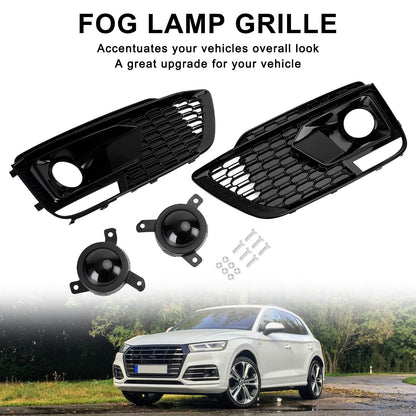 2018-2020 Audi Q5 SQ5 RSQ5 Style Black Front Honeycomb Fog Lamp Grille Cover