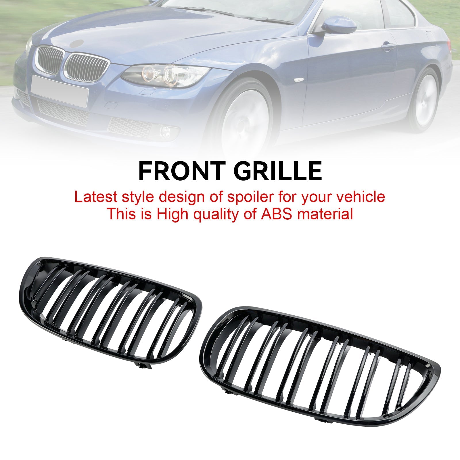 2007-2010 BMW E93 Coupe Convertible Pre-Facelift Gloss Black Front Kidney Grill — Pair (51137157277 / 51137157278)