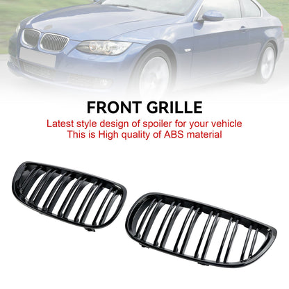 2006-2010 BMW E92 2-Door Pre-Facelift Gloss Black Front Kidney Grille — Pair (51137157277 / 51137157278)