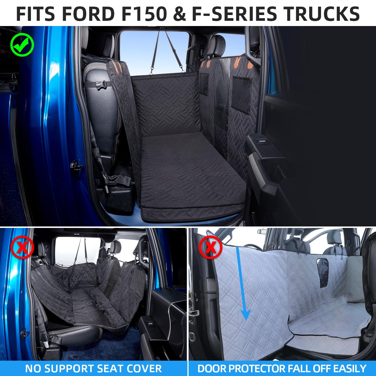 Dog Car Seat Cover for Back Seat,Dog Hammock for Truck,Back Seat Pet Cover,Back Seat Extender for Dogs,for Truck F150 /RAM 1500/Silverado/GMC/Tundra - OMOTOR