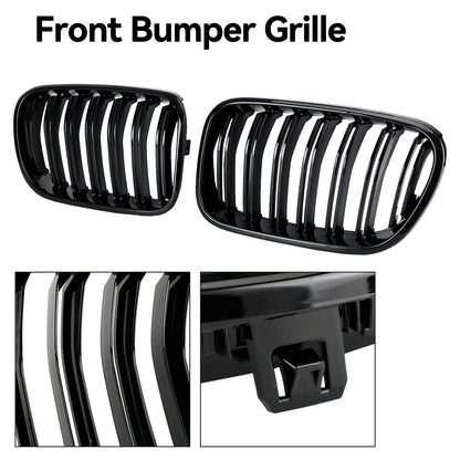 2010-2014 BMW X3 F25 Pre-Facelift Gloss Black Front Bumper Kidney Grill — Pair (51712297589 / 51117210725)