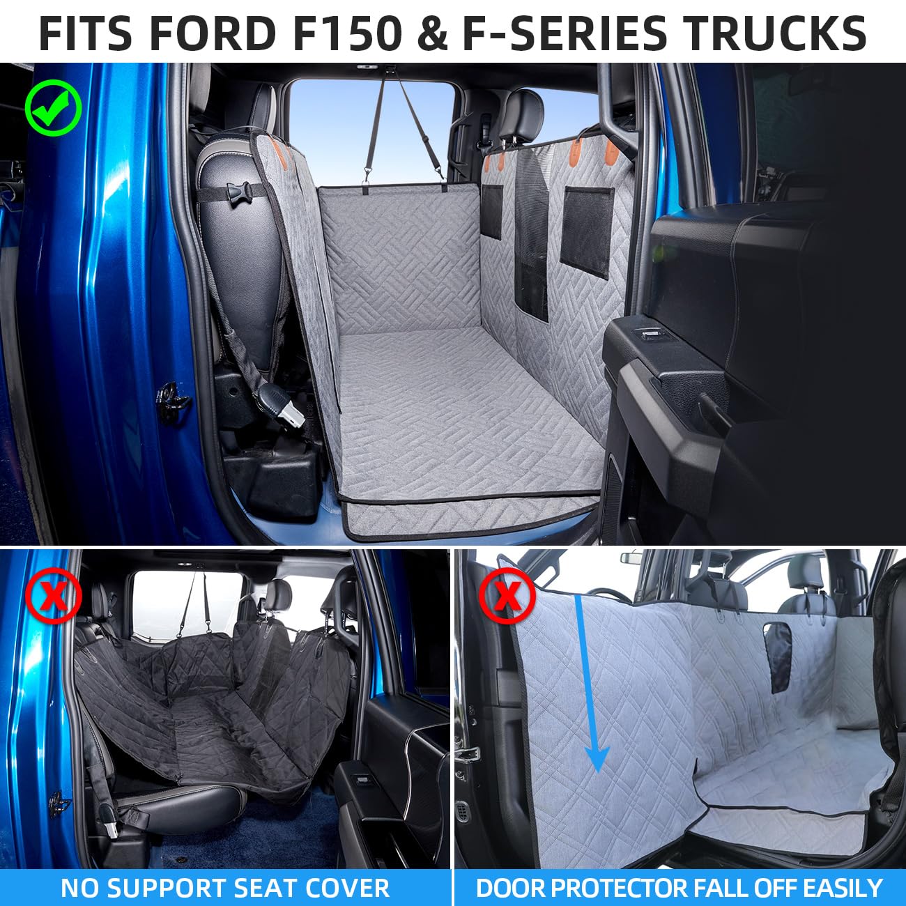 Dog Car Seat Cover for Back Seat,Dog Hammock for Truck,Back Seat Pet Cover,Back Seat Extender for Dogs,for Truck F150 /RAM 1500/Silverado/GMC/Tundra - OMOTOR