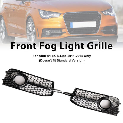 2011-2014 Audi A1 8X S-Line Front Bumper Fog Light Cover Grille — Pair (8X0807681B / 8X0807682B)