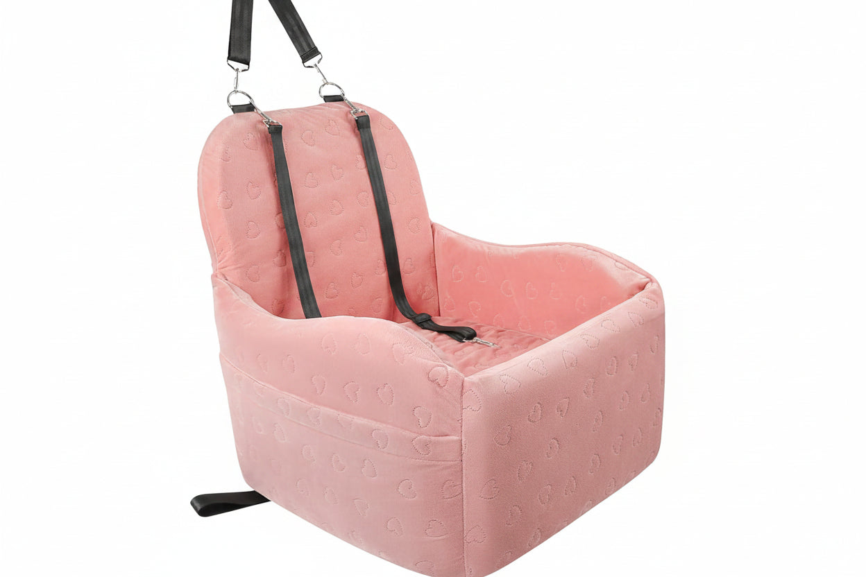 Dog Booster Car Seat for Small/Medium Dogs, Memory Foam Elevated Cushion, Fully Detachable & Washable with Safety Leashes, Fits All Car Seats & SUV - OMOTOR