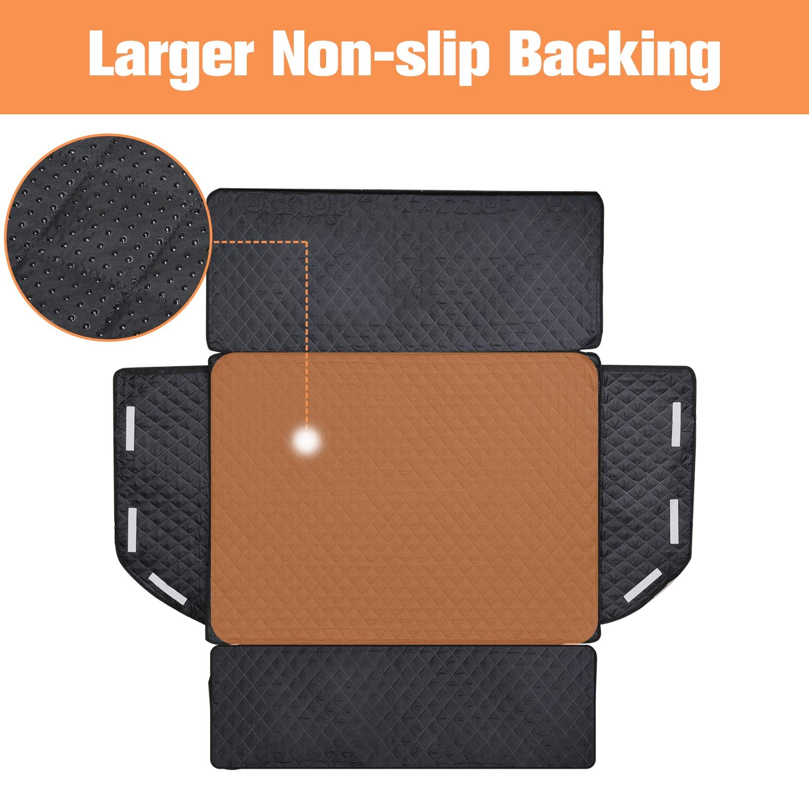 PETICON SUV Cargo Liner for Dogs, Waterproof Pet Cargo Cover Dog Seat Mat for SUVs Sedans Vans with Bumper Flap Protector, Non-Slip, Large Size Universal Fit, Black - OMOTOR