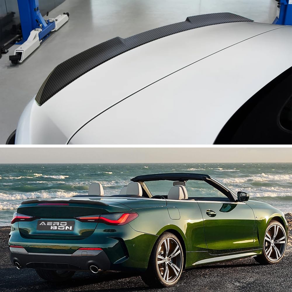 AeroBon Real Carbon Fiber Trunk Spoiler Compatible with 2021-2026 BMW 4 Series G23 Convertible M4 G83 Convertible Spoiler (OE Style)