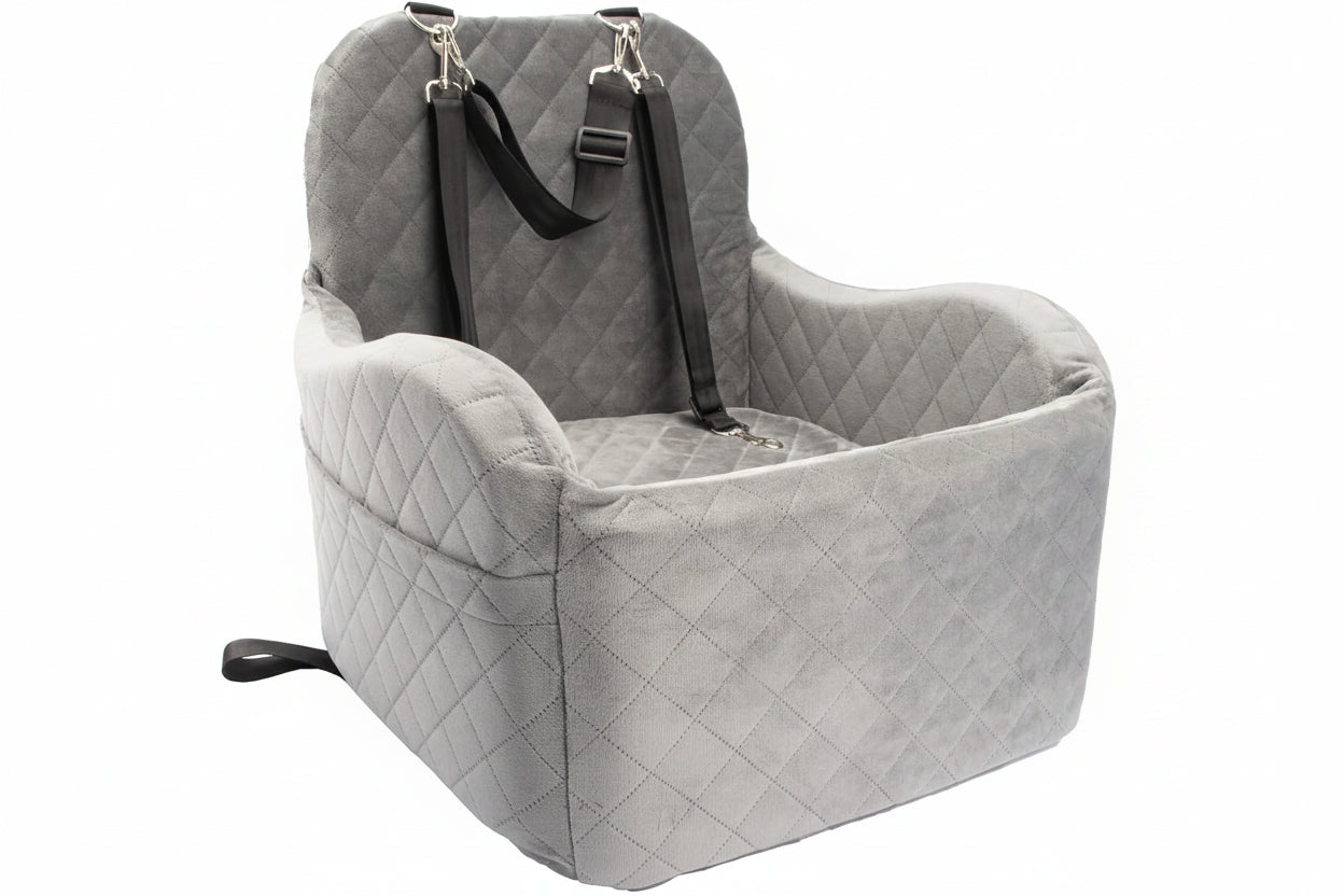 Dog Booster Car Seat for Small/Medium Dogs, Memory Foam Elevated Cushion, Fully Detachable & Washable with Safety Leashes, Fits All Car Seats & SUV - OMOTOR