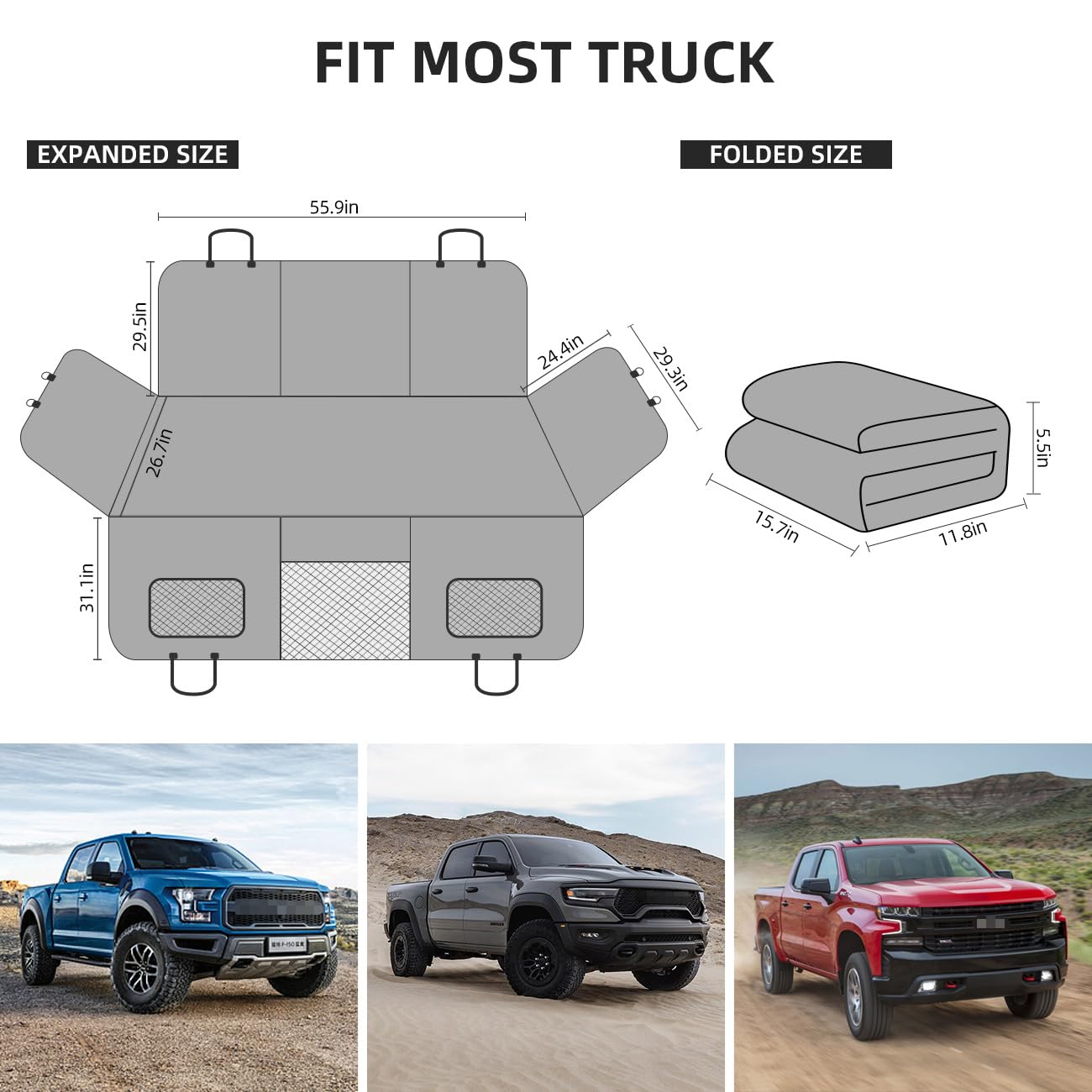 Dog Car Seat Cover for Back Seat,Dog Hammock for Truck,Back Seat Pet Cover,Back Seat Extender for Dogs,for Truck F150 /RAM 1500/Silverado/GMC/Tundra - OMOTOR