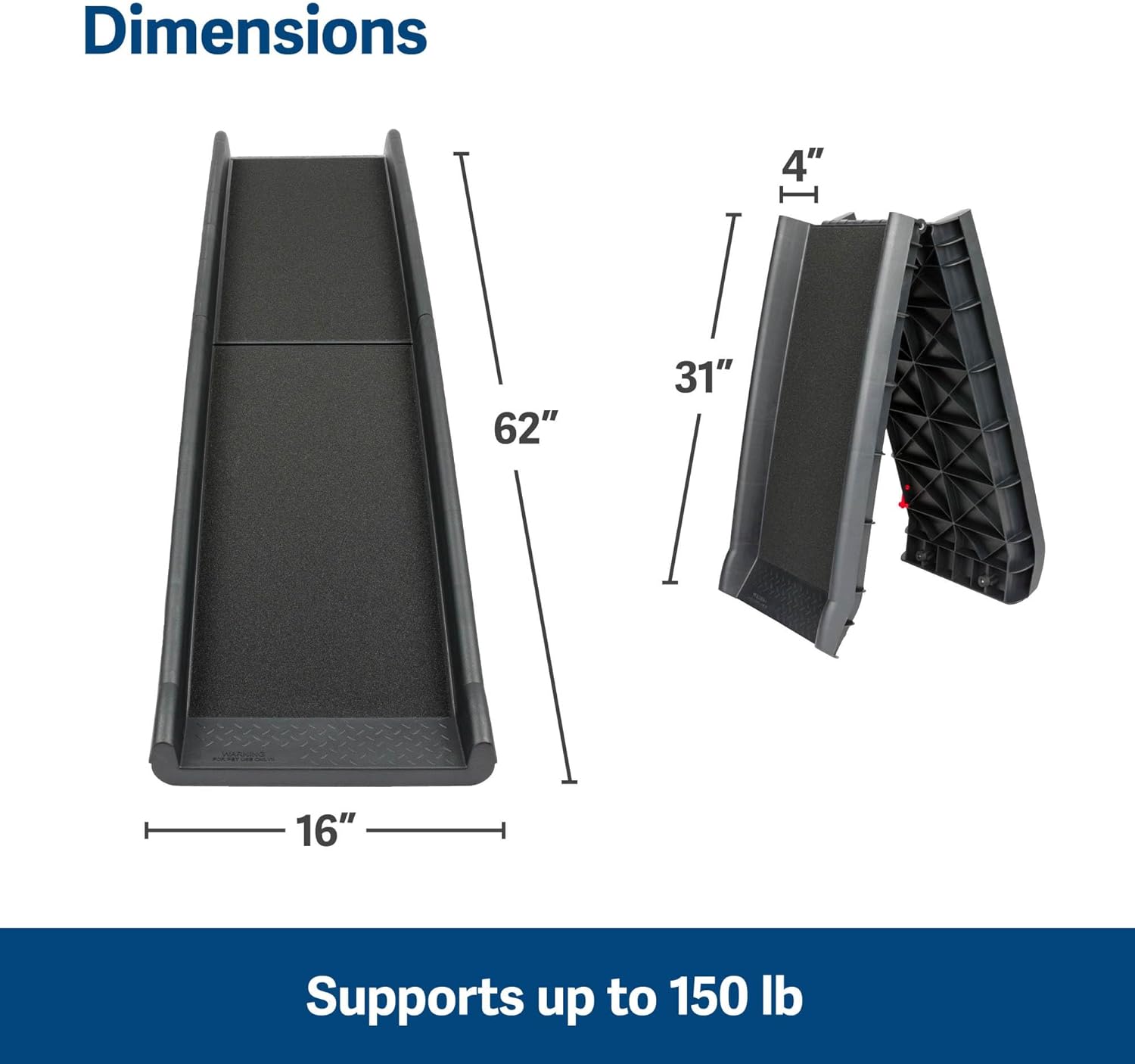 Folding Pet Ramp for Cars, Trucks, & SUVs- 62 Inch Portable for Large Dogs with Siderails, Non-Slip- Weighs Only 10 lb, Supports up to 150 lb, Easy Storage, Folds in Half - OMOTOR