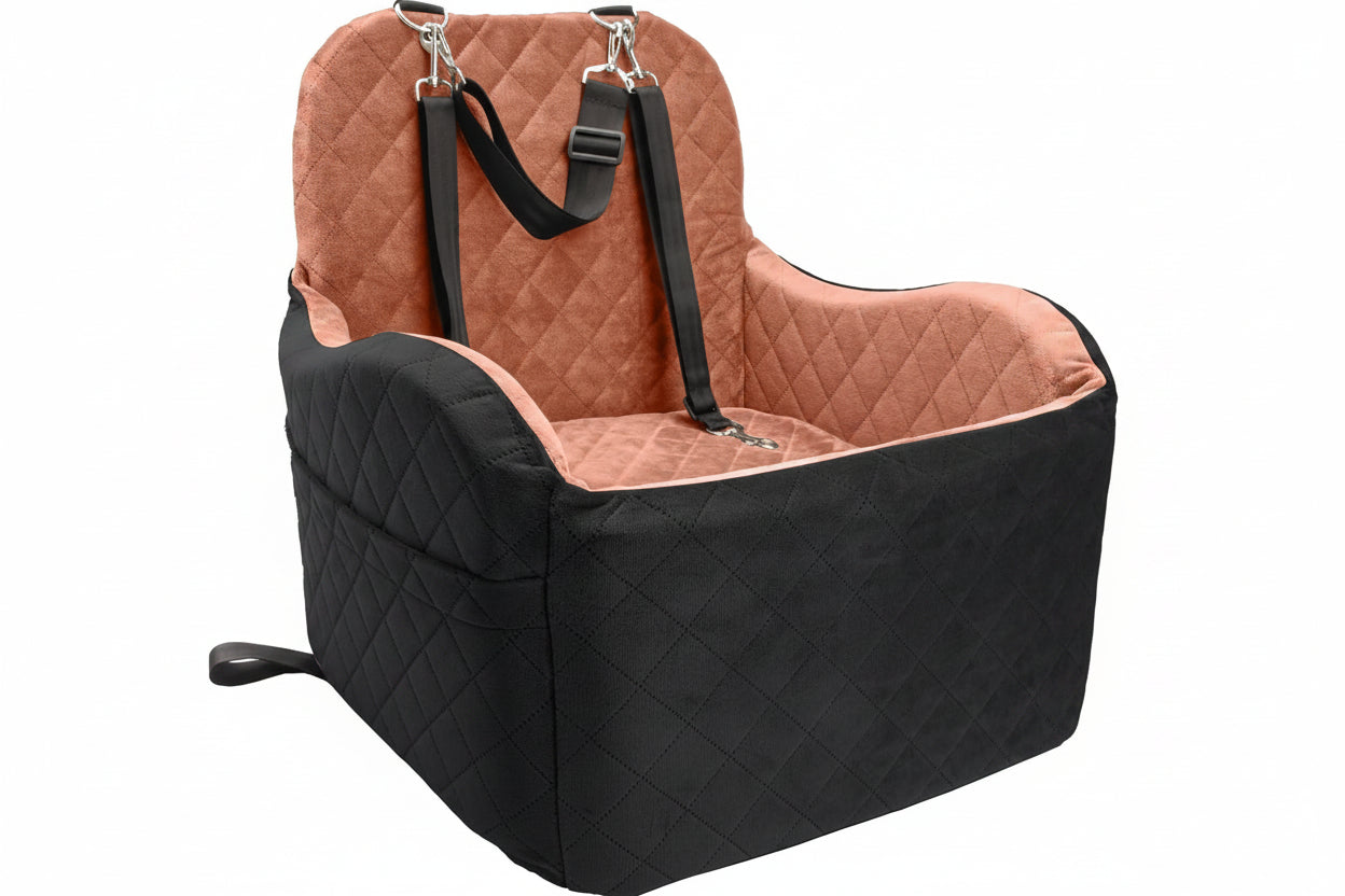 Dog Booster Car Seat for Small/Medium Dogs, Memory Foam Elevated Cushion, Fully Detachable & Washable with Safety Leashes, Fits All Car Seats & SUV - OMOTOR