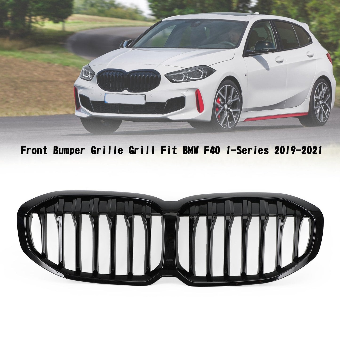 2019-2023 BMW 1 Series F40 Gloss Black Front Hood Kidney Grille (51138080490)