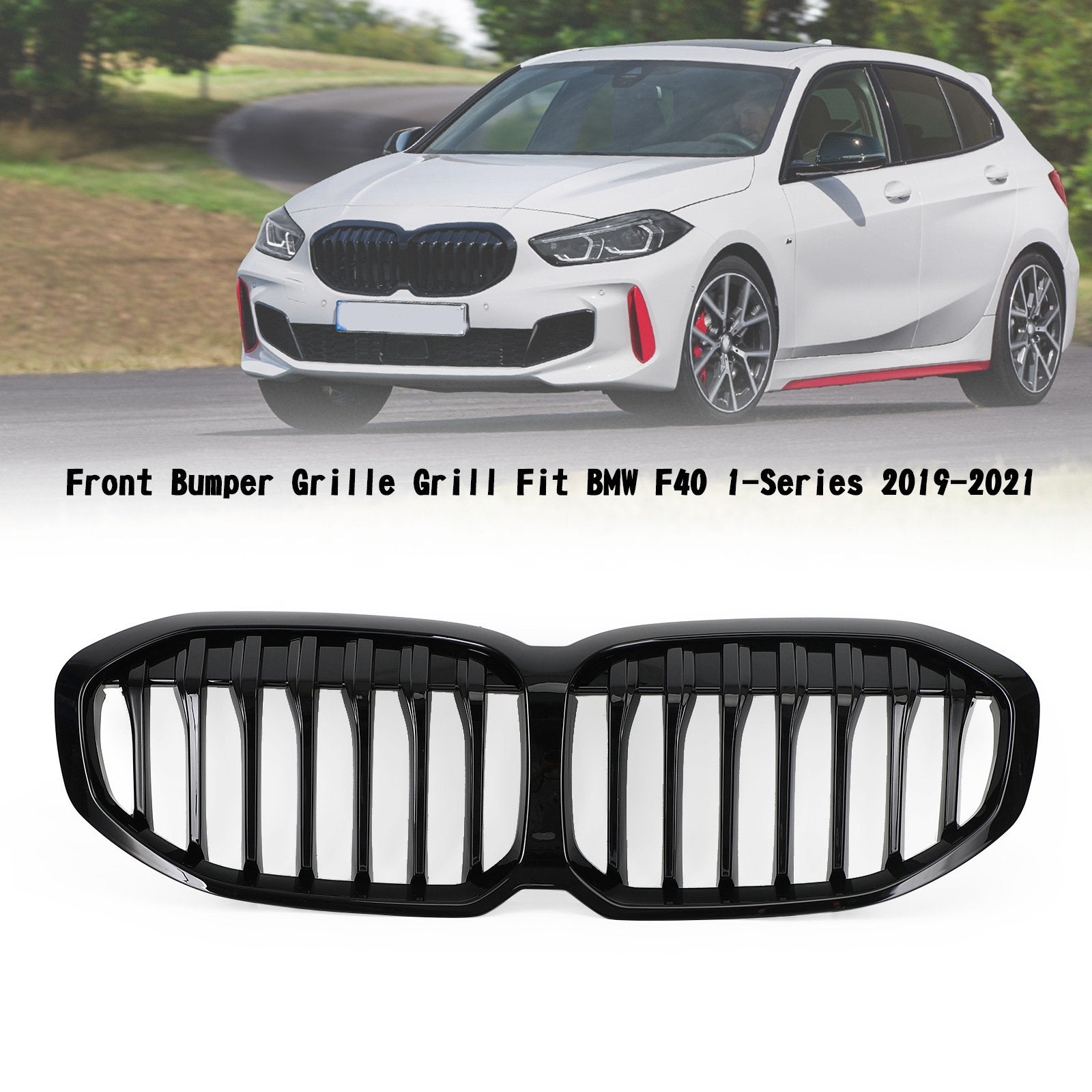 2019-2023 BMW 1 Series F40 Gloss Black Front Hood Kidney Grille (51138080490)