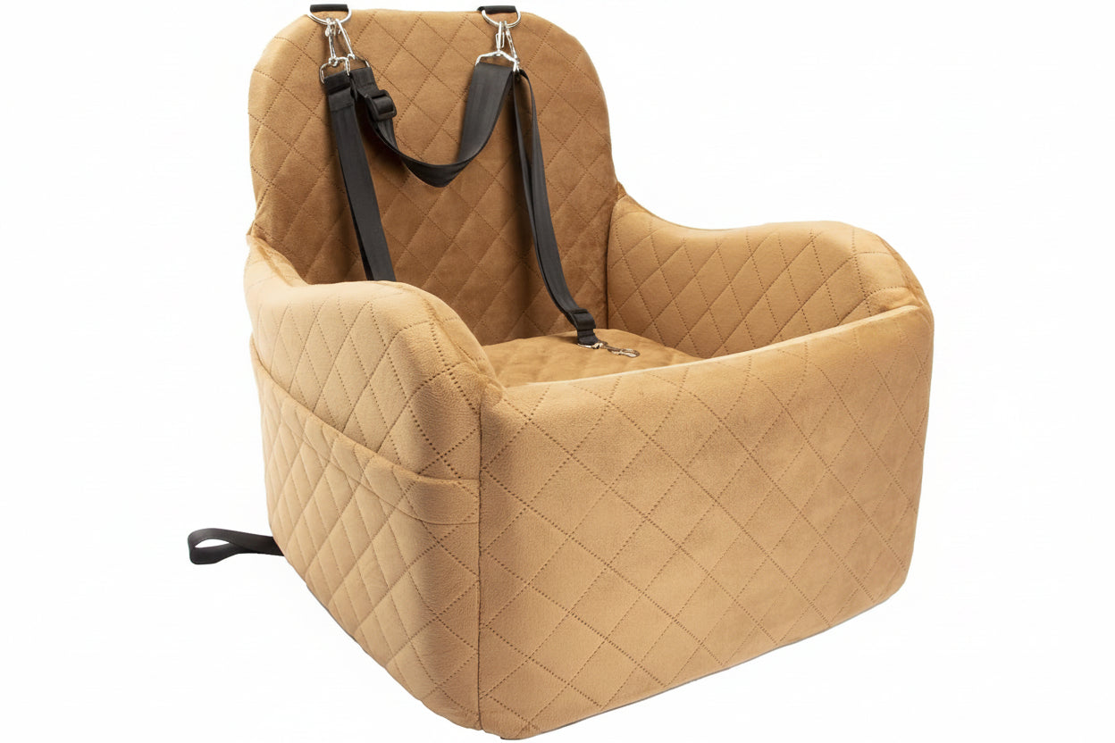 Dog Booster Car Seat for Small/Medium Dogs, Memory Foam Elevated Cushion, Fully Detachable & Washable with Safety Leashes, Fits All Car Seats & SUV - OMOTOR