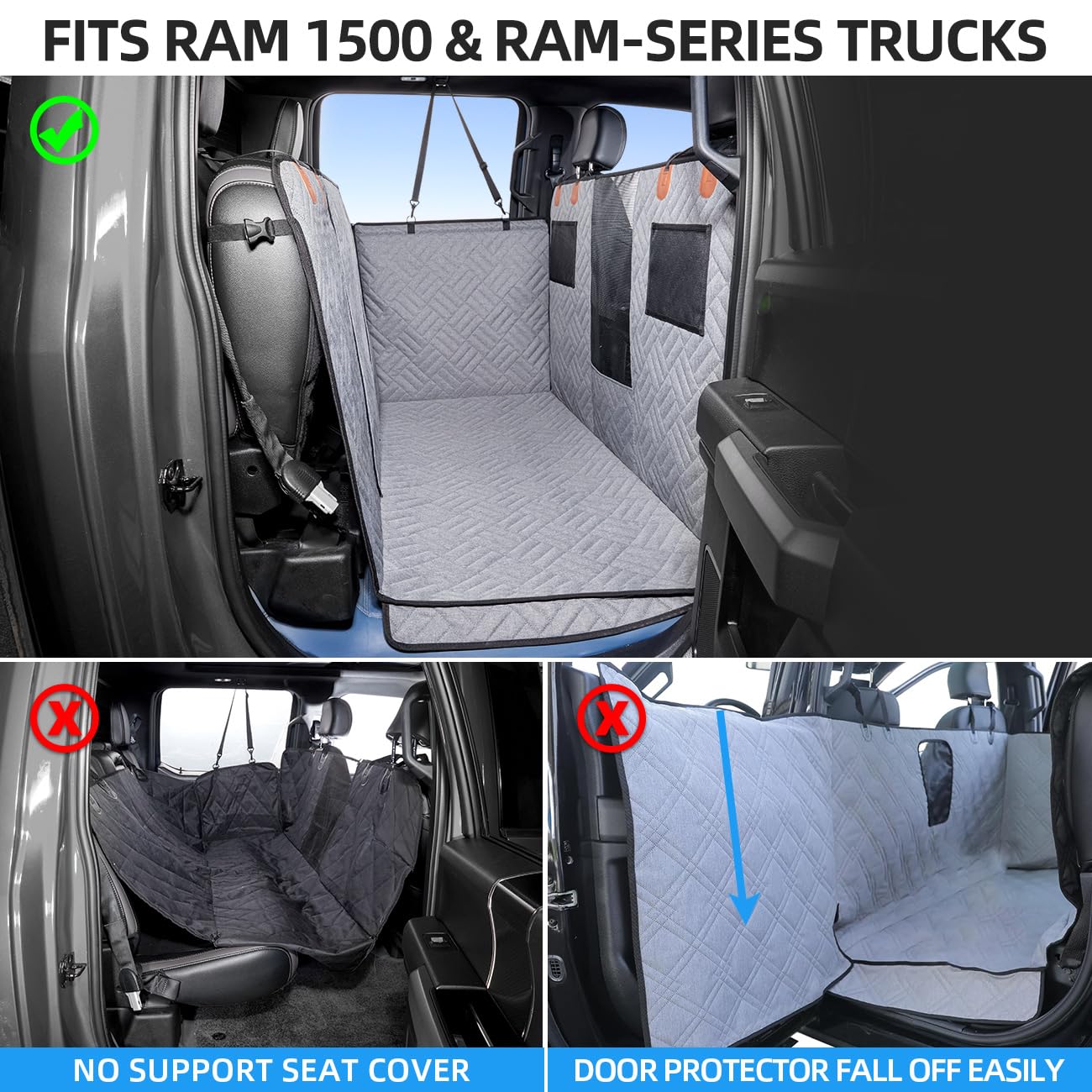 Dog Car Seat Cover for Back Seat,Dog Hammock for Truck,Back Seat Pet Cover,Back Seat Extender for Dogs,for Truck F150 /RAM 1500/Silverado/GMC/Tundra - OMOTOR