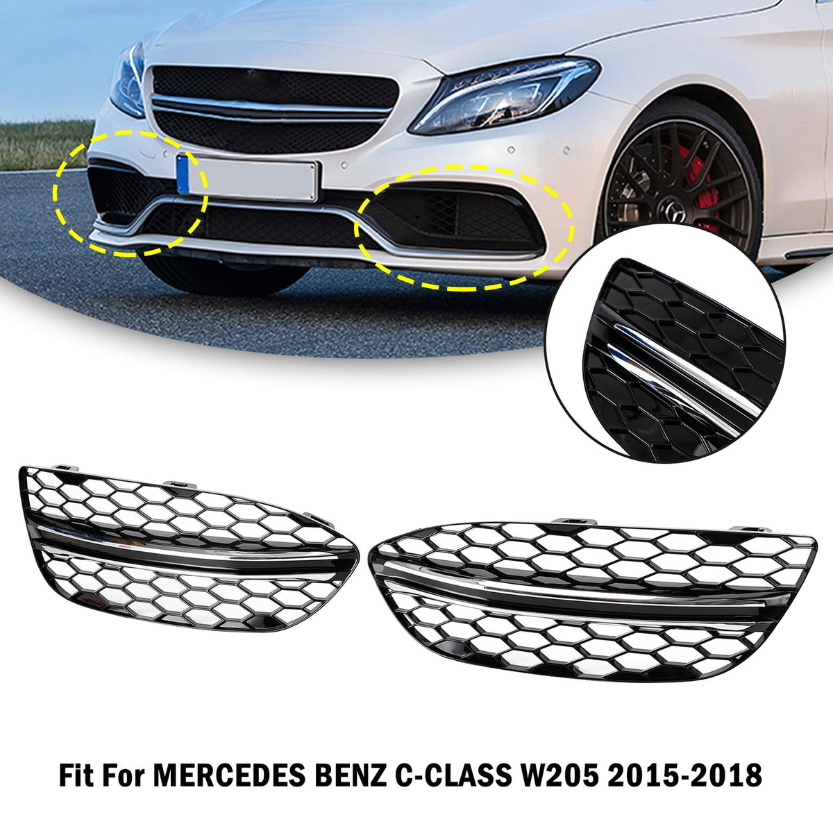 2015-2018 Mercedes-Benz C-Class W205 Black Chrome Front Fog Light Cover (2058851623)