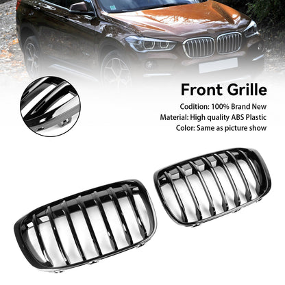 2016-2018 BMW X1 F48 F49 Gloss Black Front Kidney Grille — Pair