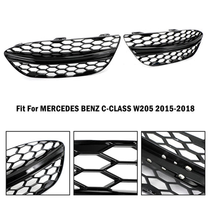2015-2018 Mercedes-Benz C-Class W205 Base Sedan Mesh Front Fog Light Cover (2058850723 / 2058851123)