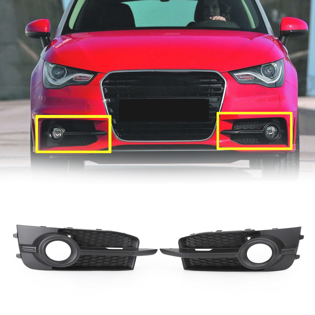 2011-2014 Audi A1 8X S-Line Front Bumper Fog Light Cover Grille — Pair (8X0807682B)