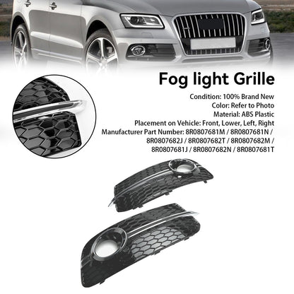 2013-2017 Audi Q5 Standard Version Front Bumper Fog Light Grille Grill — Pair (8R0807681M / 8R0807682J)