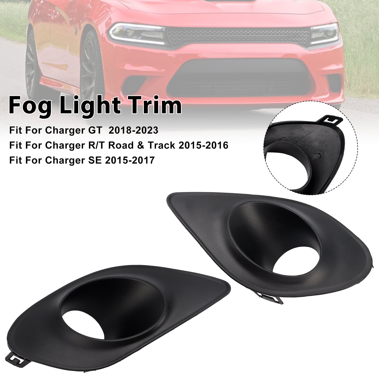 2015-2022 Dodge Charger Fog Light Bezel Grill — Pair (68280428AA / 68280429AA)