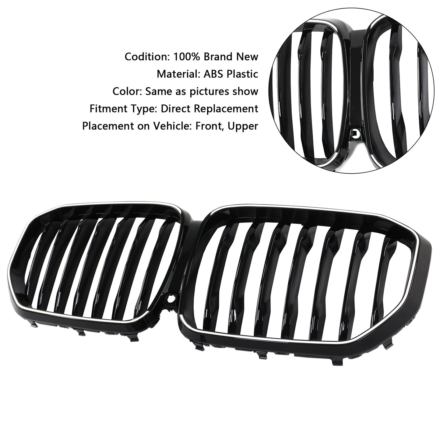 2019-2022 BMW X5 G05 M-Performance Gloss Black Front Kidney Grille (51137454887)
