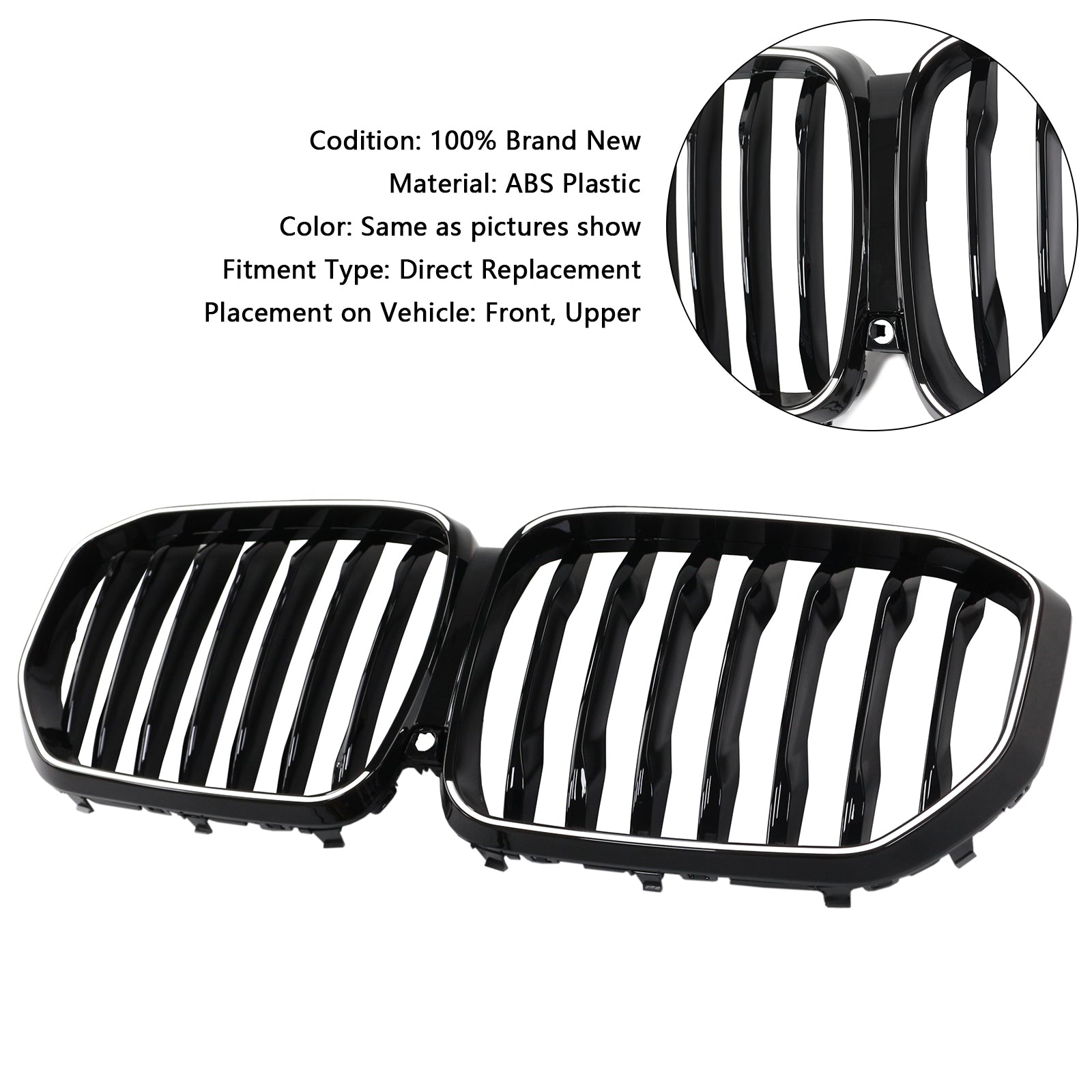 2019-2022 BMW X5 G05 M-Performance Gloss Black Front Kidney Grille (51137454887)