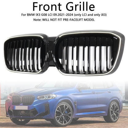 2022-2024 BMW iX3 G08 LCI Double Slat Gloss Black Front Kidney Grille