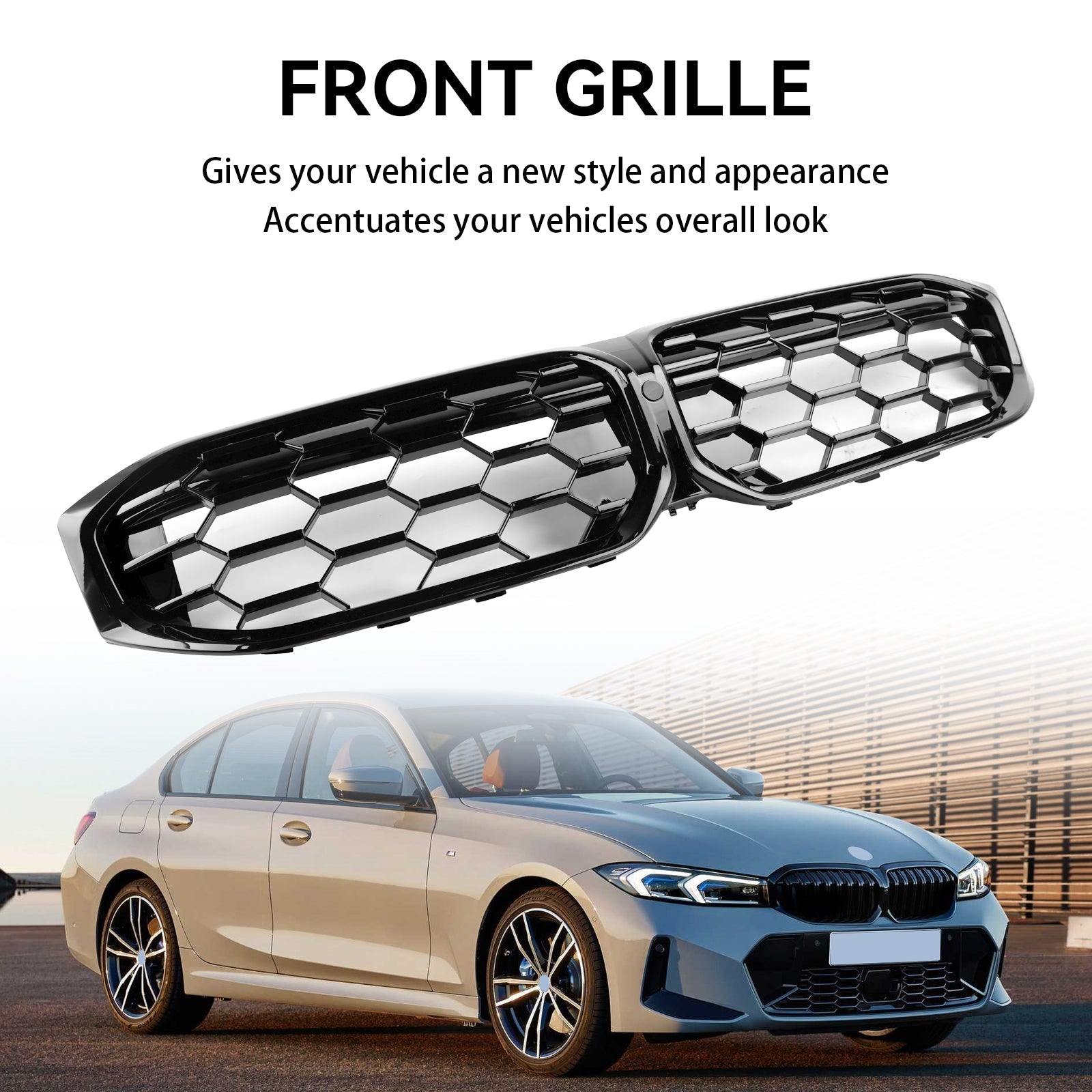 2023-2024 BMW 3 Series G20 320i 330i M340i Gloss Black Front Kidney Grille