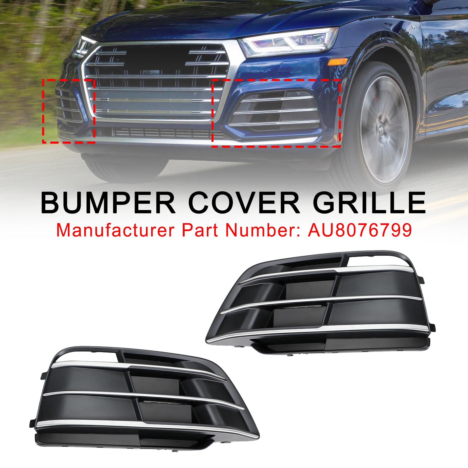 2018-2022 Audi SQ5 Q5 S-Line Front Bumper Grille (80A807679MRU6 / AU8076799)