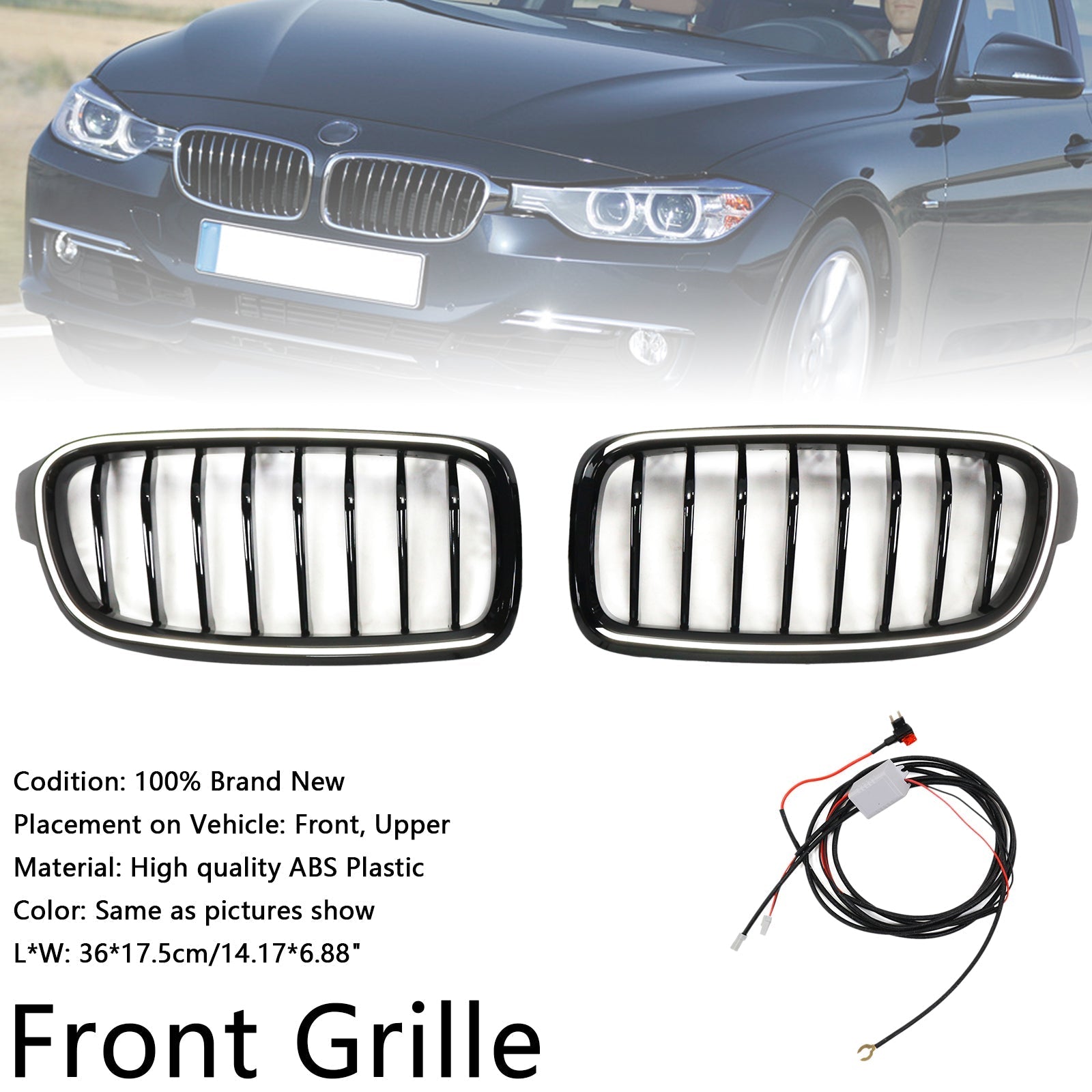 2012-2019 BMW 3 Series F30 F31 F35 Gloss Black Front Kidney Grille (51137263481)