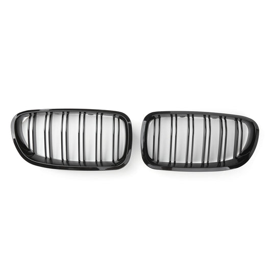 2010-2016 BMW 5 Series F10 Sedan Dual Slat Gloss Black Front Kidney Grille — Pair (51137203649 / 51137203650)